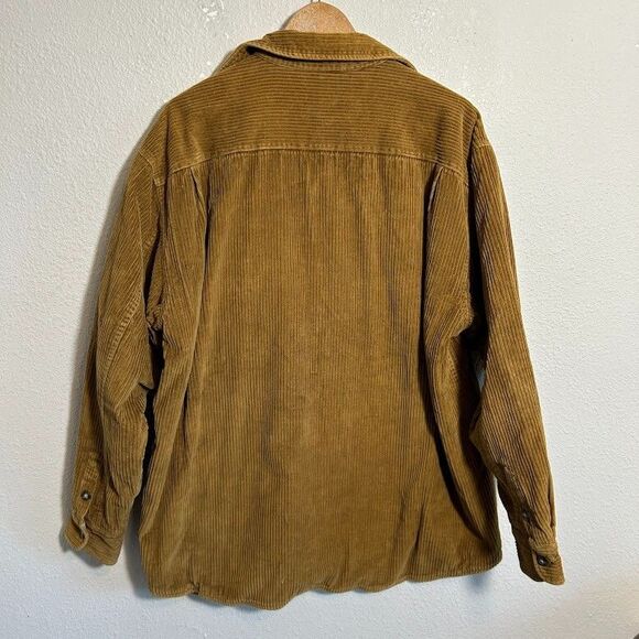 J.Crew Mens Corduroy Shirt Jacket L Brown Plaid Flannel Lined Cotton Heavy - Picture 3 of 9